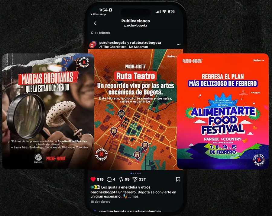 Ejemplo de post en colaboración de Parche x Bogotá