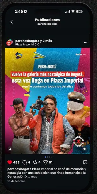 Ejemplo de post individual de Parche x Bogotá