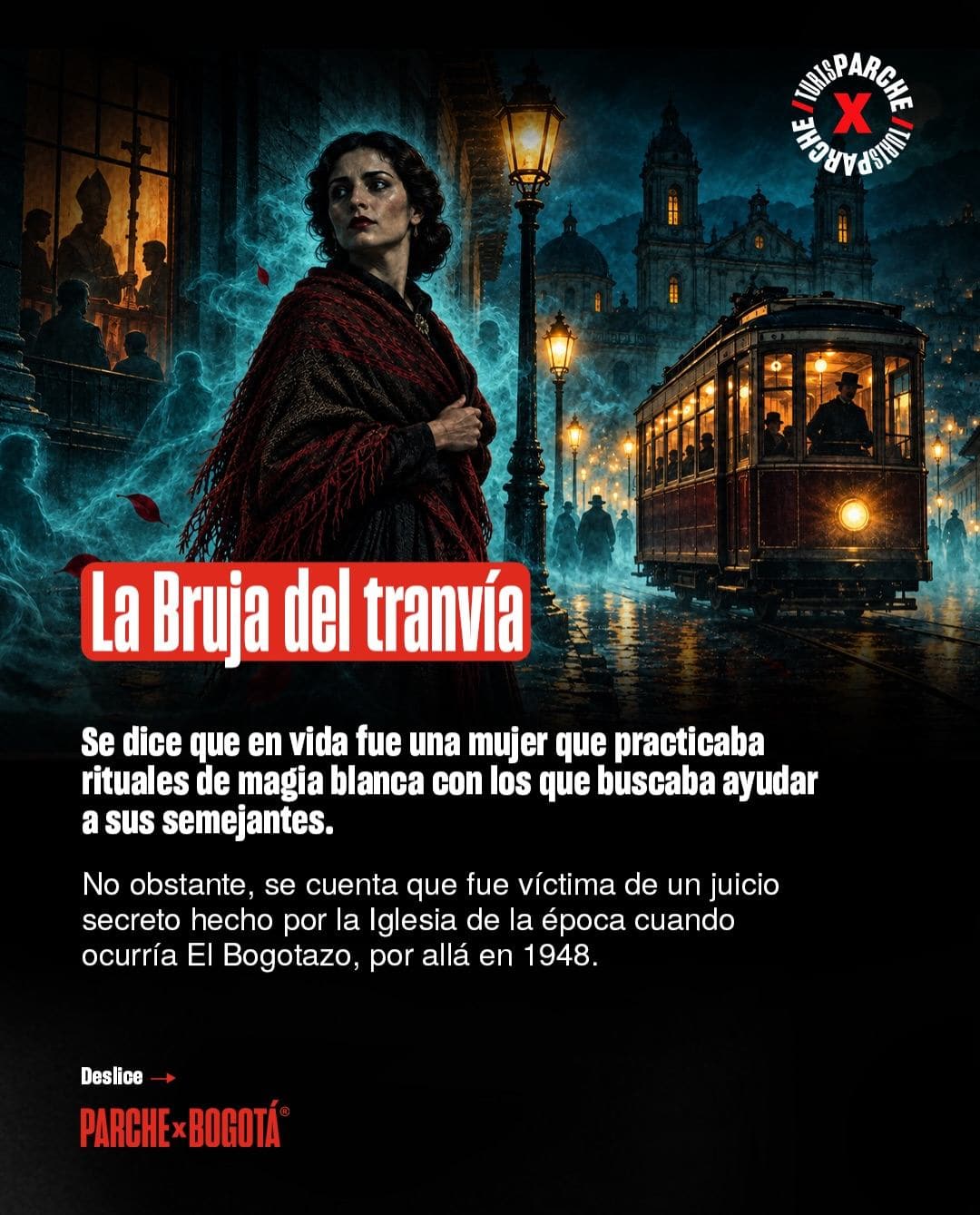 Ilustración de La Bruja del tranvía, leyenda de La Candelaria