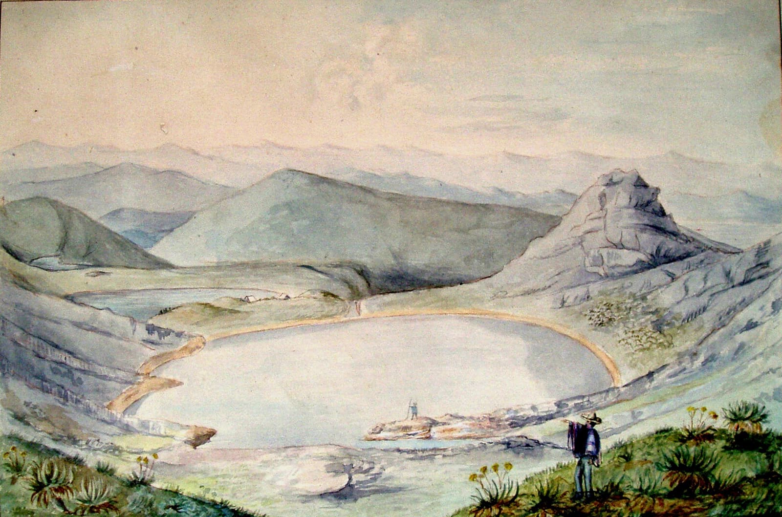 Laguna de Siecha en una acuarela de Manuel María Paz (1855), Comisión Corográfica