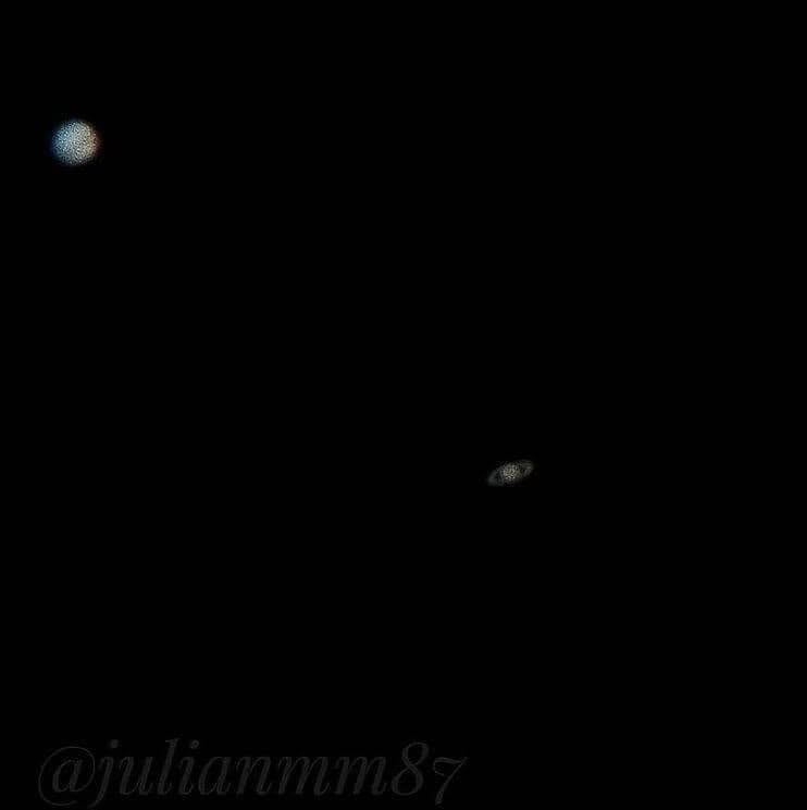 Júpiter y Saturno desde Sabaneta, Antioquia