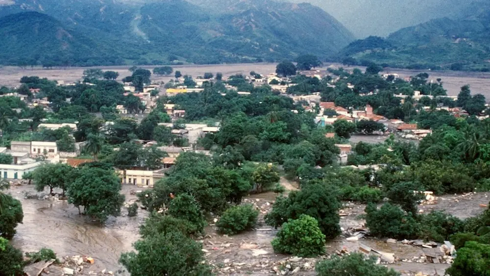 Ruinas del antiguo pueblo de Armero en Tolima tras la tragedia del Nevado del Ruiz
